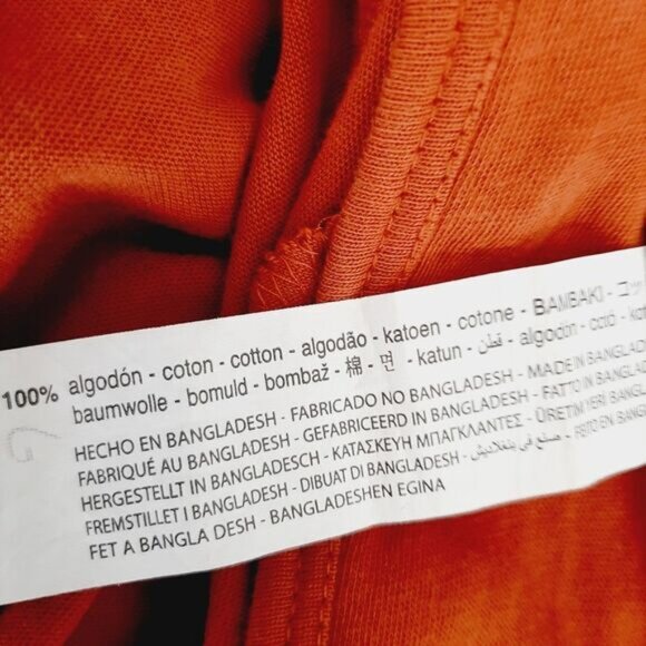 ZARA | 100% Cotton Minimalist Modern V-Neck Midi Dress Orange Sz S - Picture 13 of 16